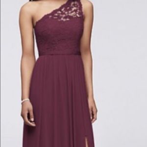 David’s Bridal wine colored bridesmaid gown